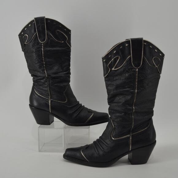 Very Volatile Leather Western Cowboy Boots Black Leather 7 - Picture 10 of 16